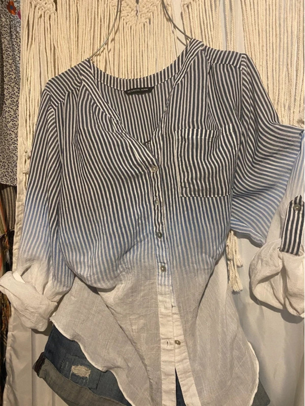 Blue and white striped shirt